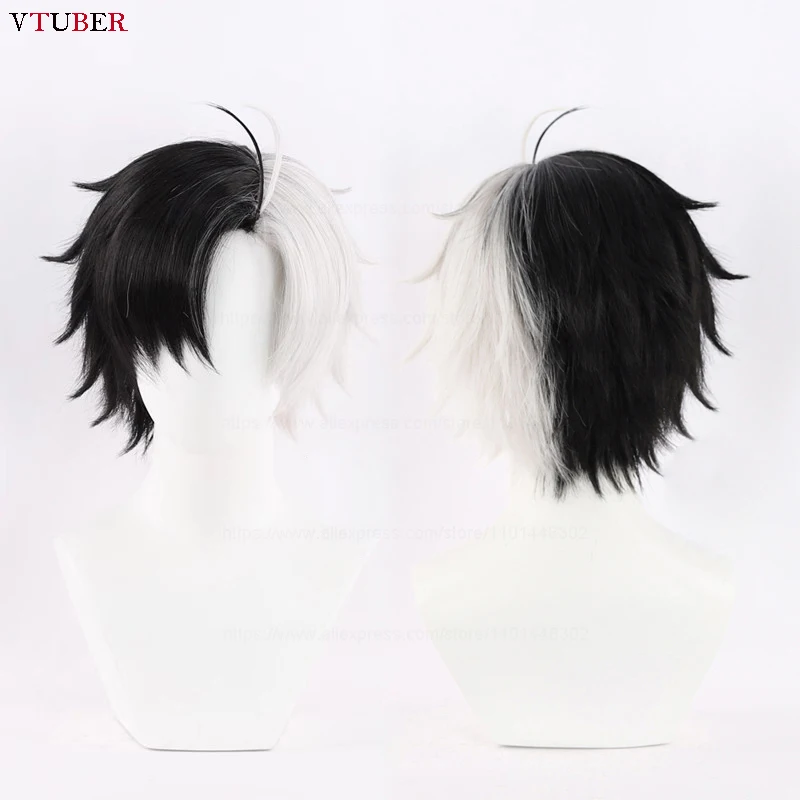 

Haruka Sakura Cosplay Wig Wind Breaker Cosplay Black White Short Heat Resistant Hair Halloween Party Anime Cosplay Wigs + WigCap