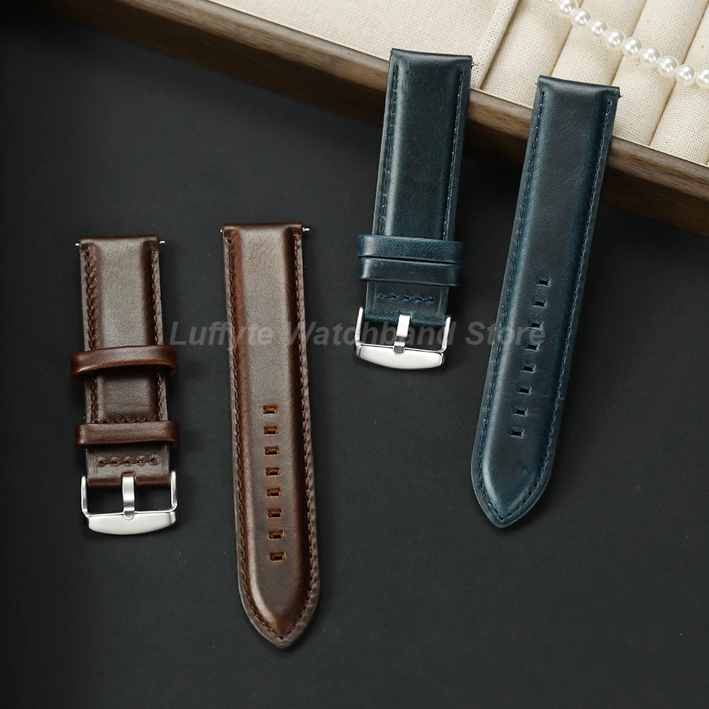 Quick Release Genuine Leather Watchband for Men 20mm 22mm Classic Durable Soft Watch Strap Male Casual Wrist Band