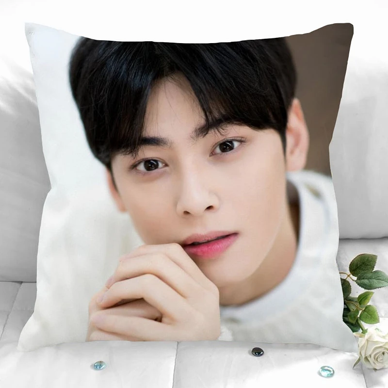 

New Custom Cha Eun Woo Pillowcases Printed Square Pillowcase Home Decorative Zipper Pillow Cover 35X35cm40X40cm Double-Sided