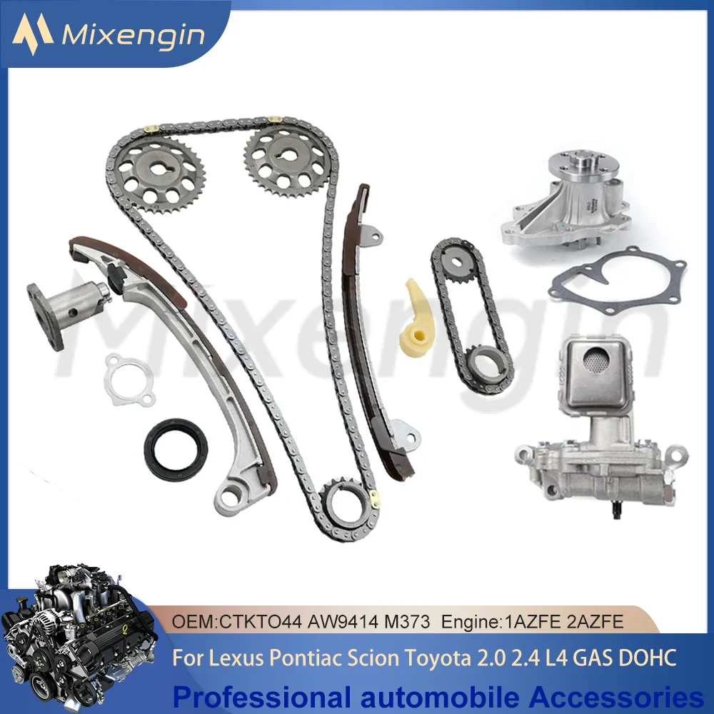 Timing Chain Kit With oil Pump Water Pump Fit Lexus Pontiac Scion Toyota 2.0 2.4 L T L4 GAS DOHC CTKTO44 2002-2015 Engine Parts