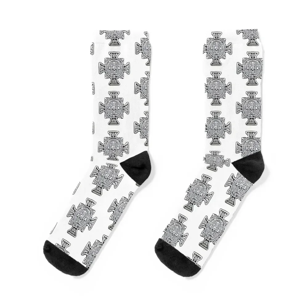 Saint Benedict Medal (Cross-shaped) Socks loose Run Mens Socks Women's