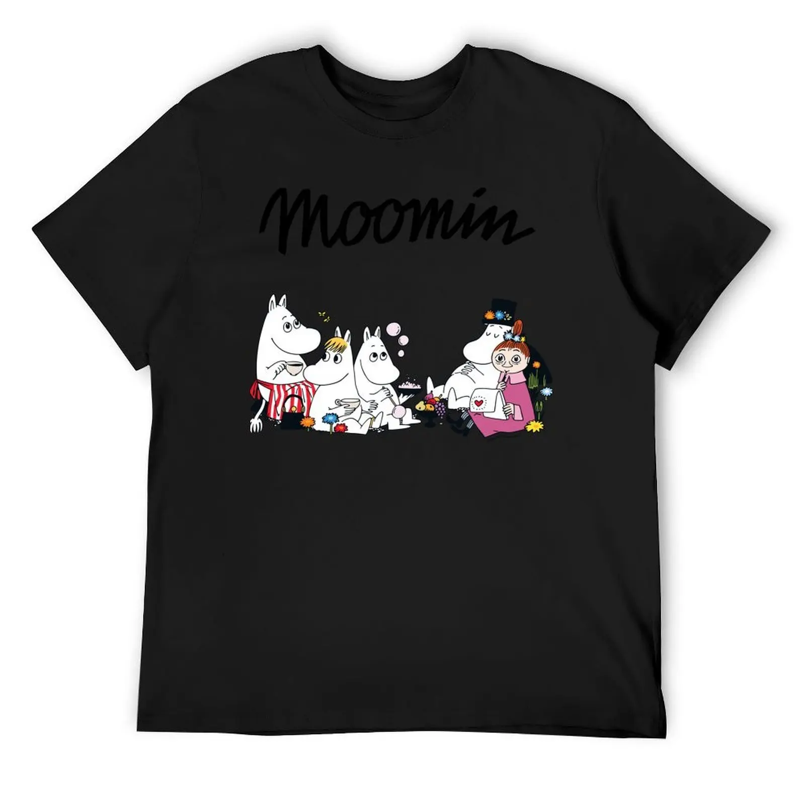 Футболка Moomin Family Eating Outside, рубашка на заказ, роскошный дизайнер, забавная футболка, дизайнерская футболка для мужчин