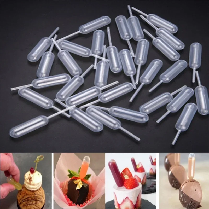 50Pcs Mini Dropper 4ml Disposable Jam Dropper Cupcakes Sauce Squeeze Transfer Pipettes Dropper Dessert Stuffed Cake Decor