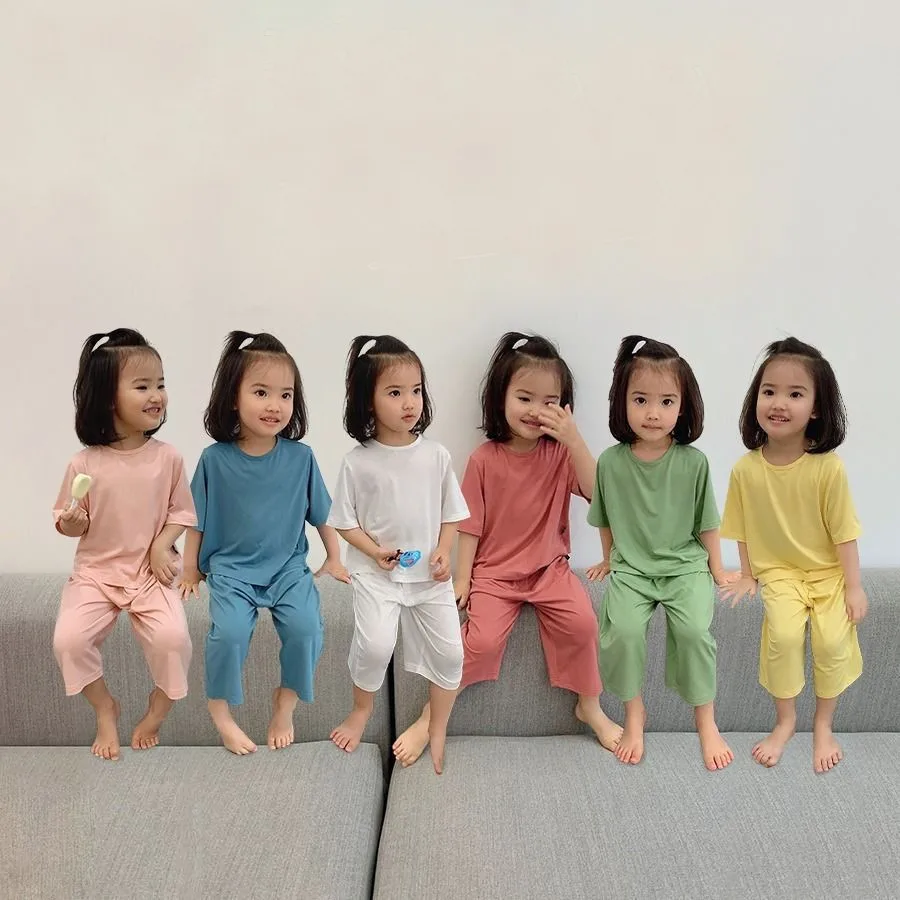 

Soft Modal Baby Clothes Set Solid Color Summer Children Boys Girls Clothes 2PCS Baby Pajamas Unisex Kids Home Clothing Sets