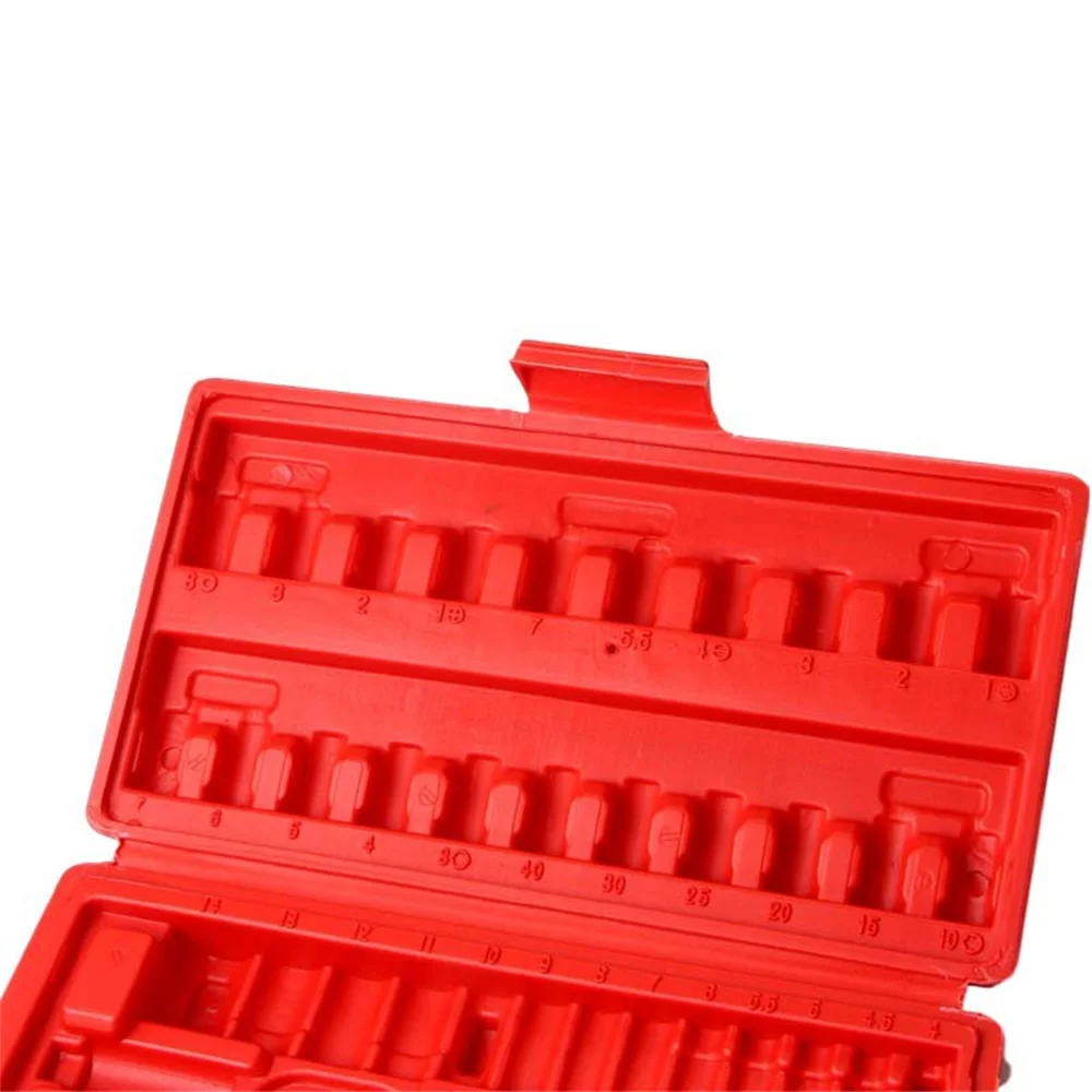 46pcs Set Capacity Empty Box 1/inch 6.35 Ratchet Sleeve Repair Tool Red