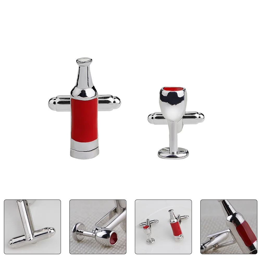 Bottle and Glass Cufflinks T-shirt Sleeve Accessories Alloy Female Clothes Button Costume Shirts Shape