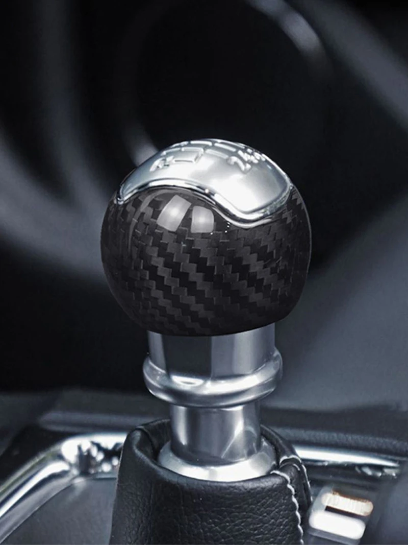 For Ford Mustang Gear Shift Knob Cover Carbon Fiber For Mustang 2015-UP Accessories Manual Gear Shift Knob Trim Car Stickers