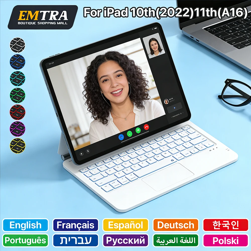 

Магнитный смарт-чехол Magic Keyboard с Bluetooth для iPad 10/11-го поколения (модели A16, A3354, A3355, A3356, A2696) – снимает напряжение с шеи