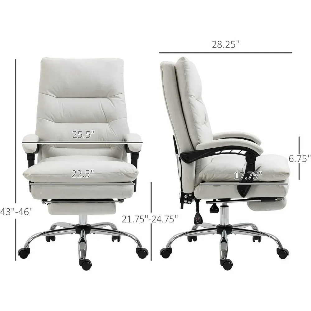 Ergonomic Comfy Office Chair with 5 Massage Modes, High Back Office Chairs with Back Support and Foot Stool, Adjustable Computer