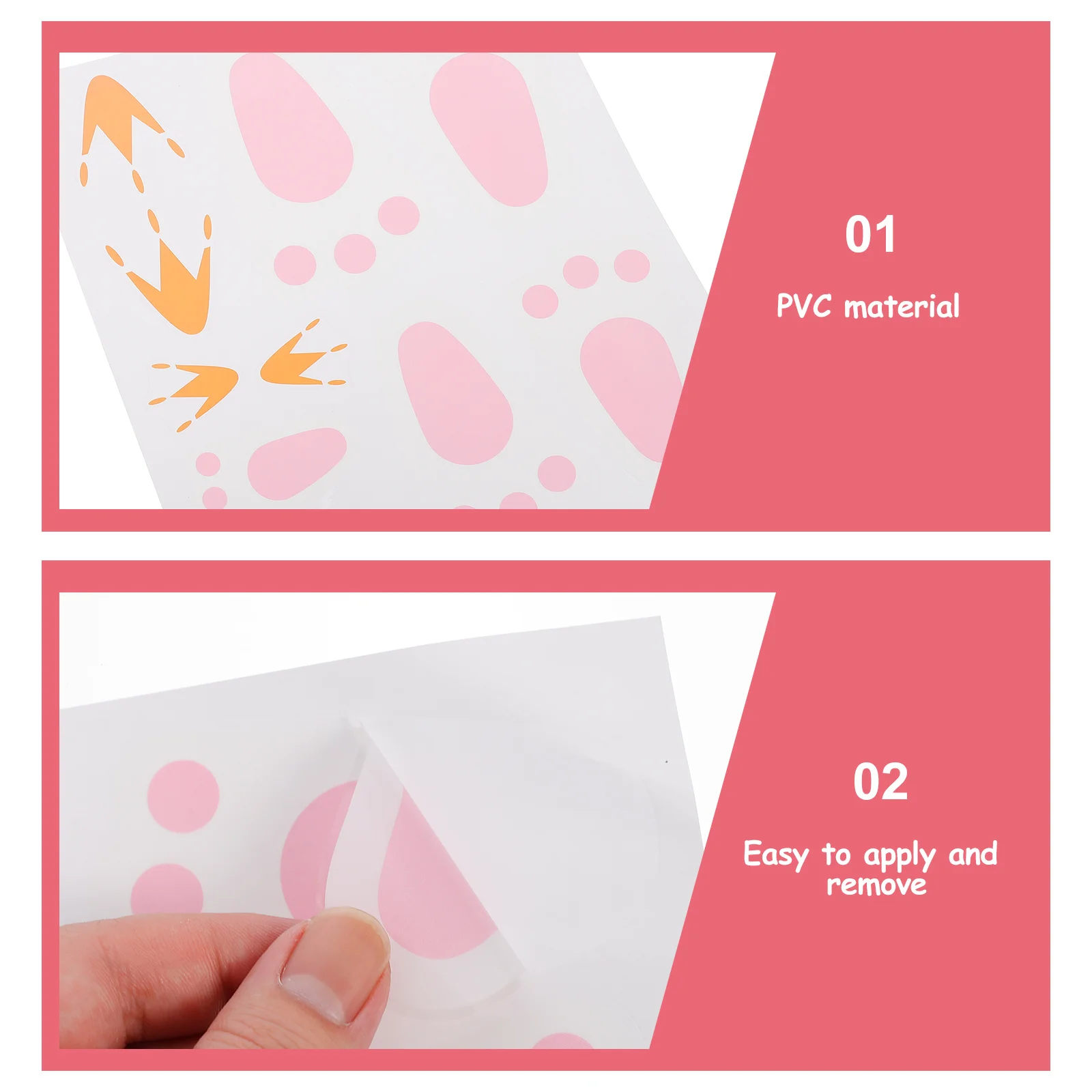 

3Sets Easter Rabbit Footprint Stickers Removable PVC Waterproof Party Decorations Kids Decals Easter Stickers