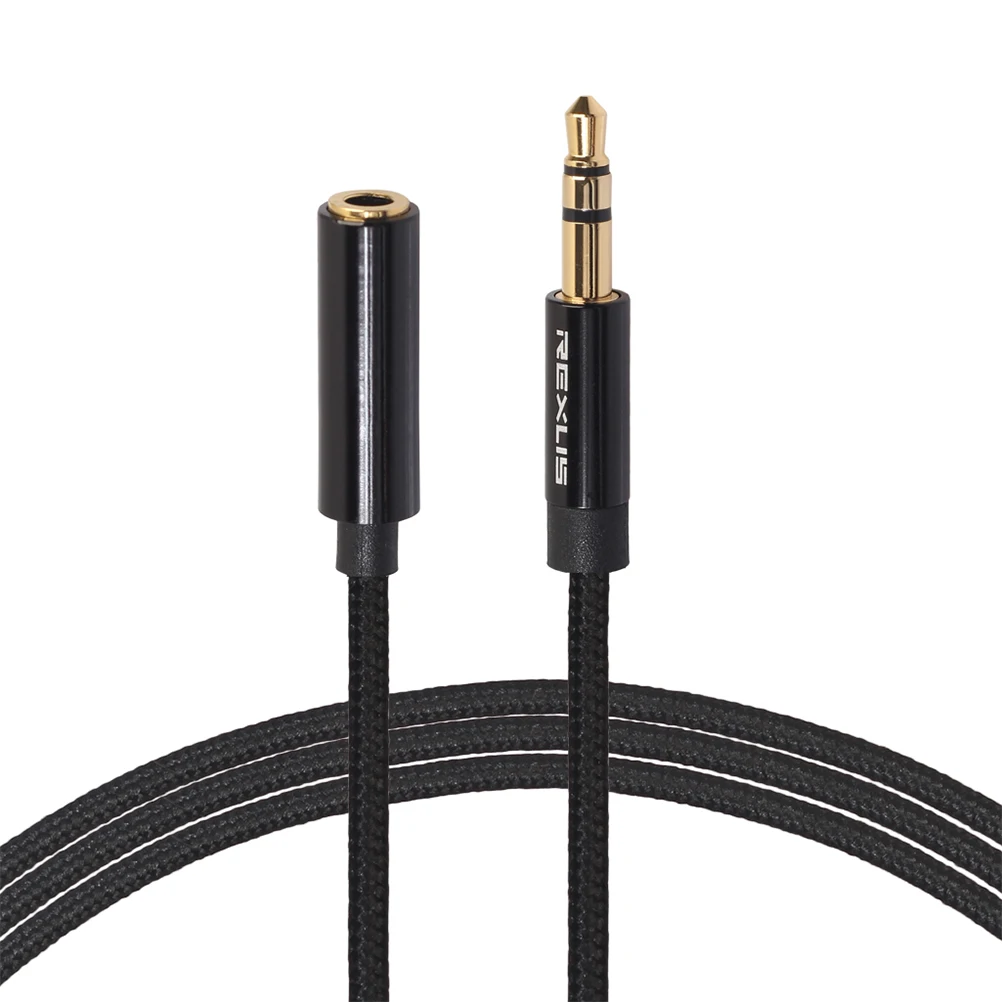 

3 .5mm Wired Headphone Extension Cord Microphone Male to Female Cable Stereo Black