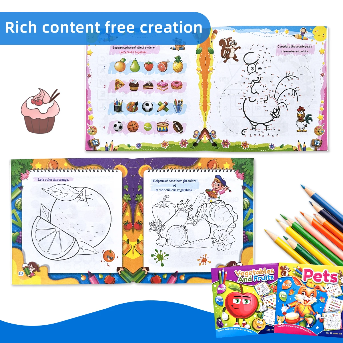 English coloring book, multi-functional puzzle book, preschool enlightenment, experience the fun of learning