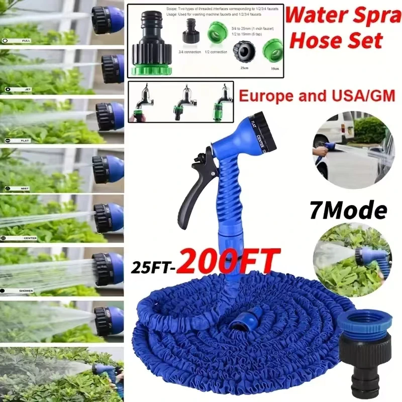 25ft-200ft Ausziehbarer Magischer Schlauch Hochdruck-Autowäsche 7 Wassersprühfunktionen Pistole Tägliche Bewässerungswerkzeuge für Haus und Garten – Detail 11