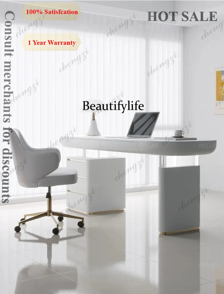 B573 Designer Italian Office Desks Minimalist Room Bedroom Study Office Desks Storage Artificial Board Furniture Bureau