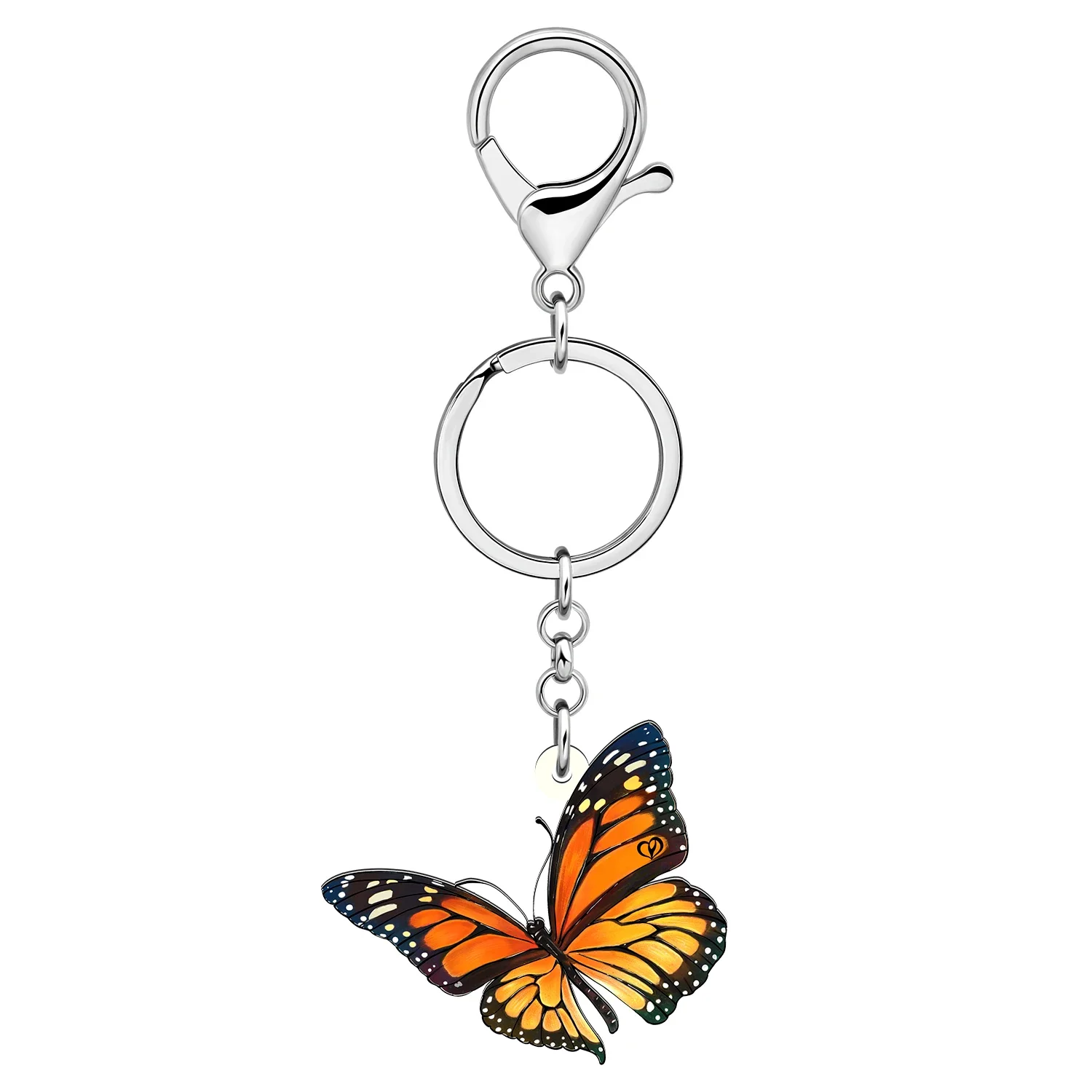 BONSNY Acrylic Orange Monarch Butterfly Key Ring Handbag Car Keychains Trendy Jewelry For Women Girls Keychains Gifts image 4