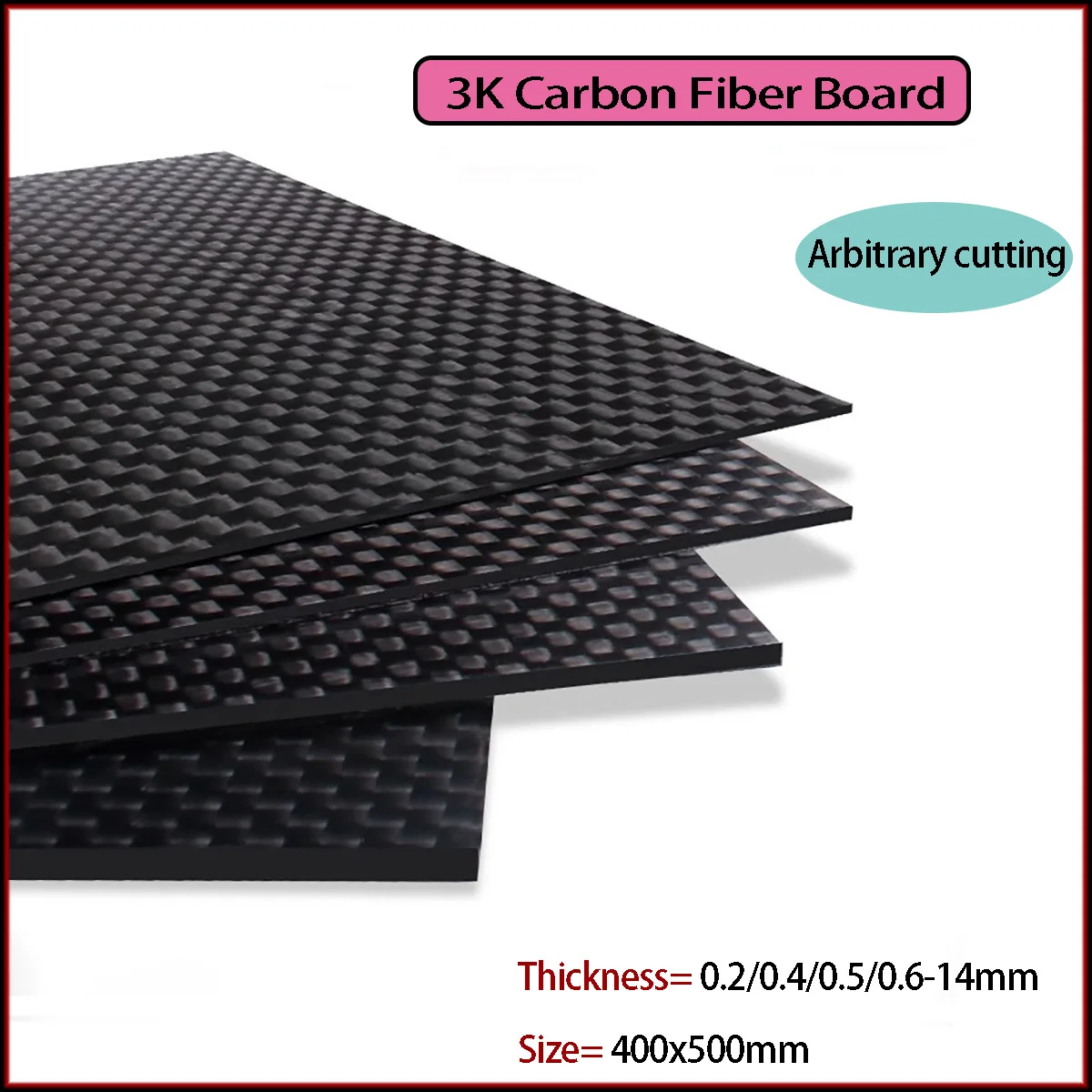 3K Carbon Fiber Board 400 X 500mm Custom Cutting, CNC Engraving Processing, Model Airplane Accessories