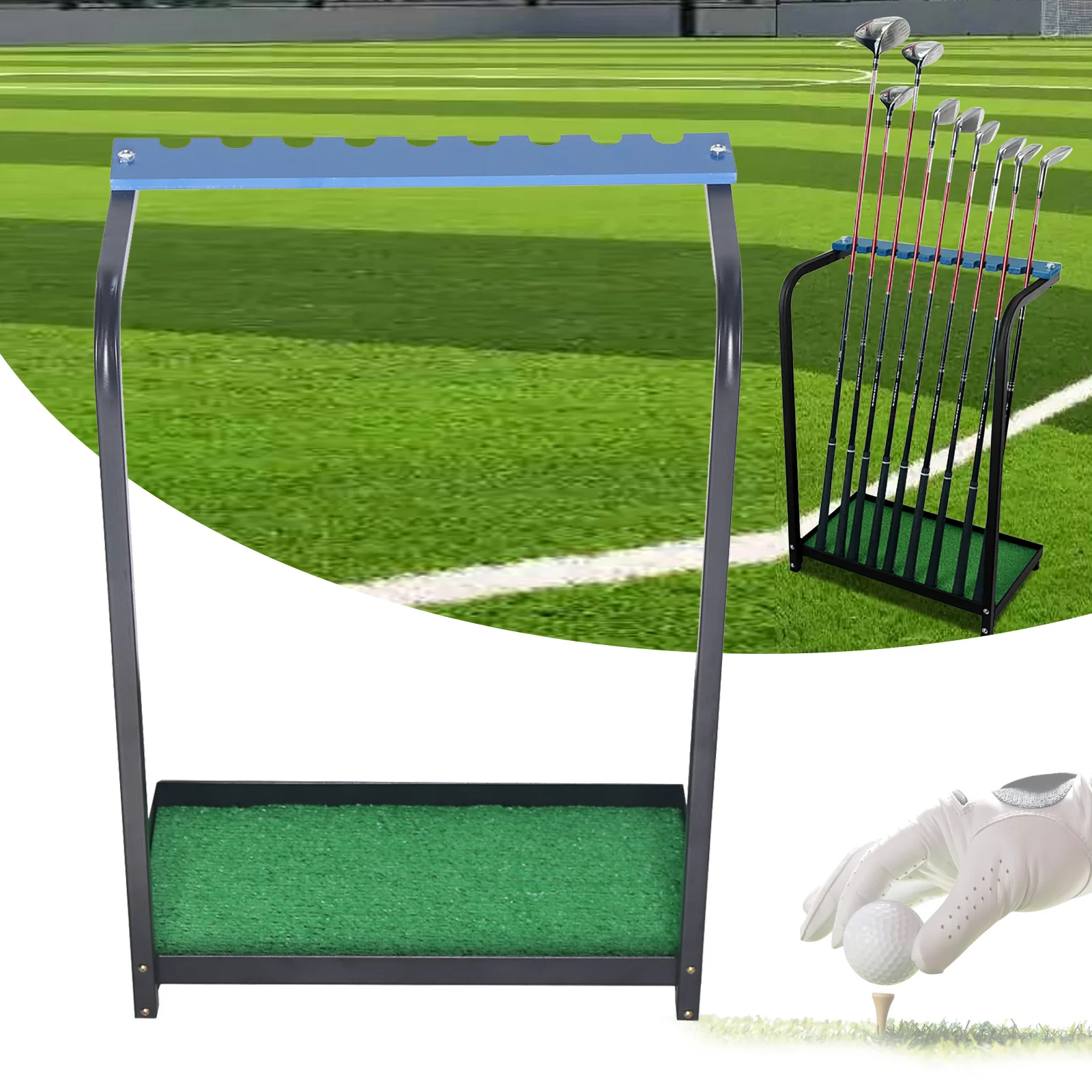Durable Golf Club Organizer with 9-Hole Capacity, Sturdy Iron Base, Non-Slip Feet, Compact Design, Easy Installation, Perfect