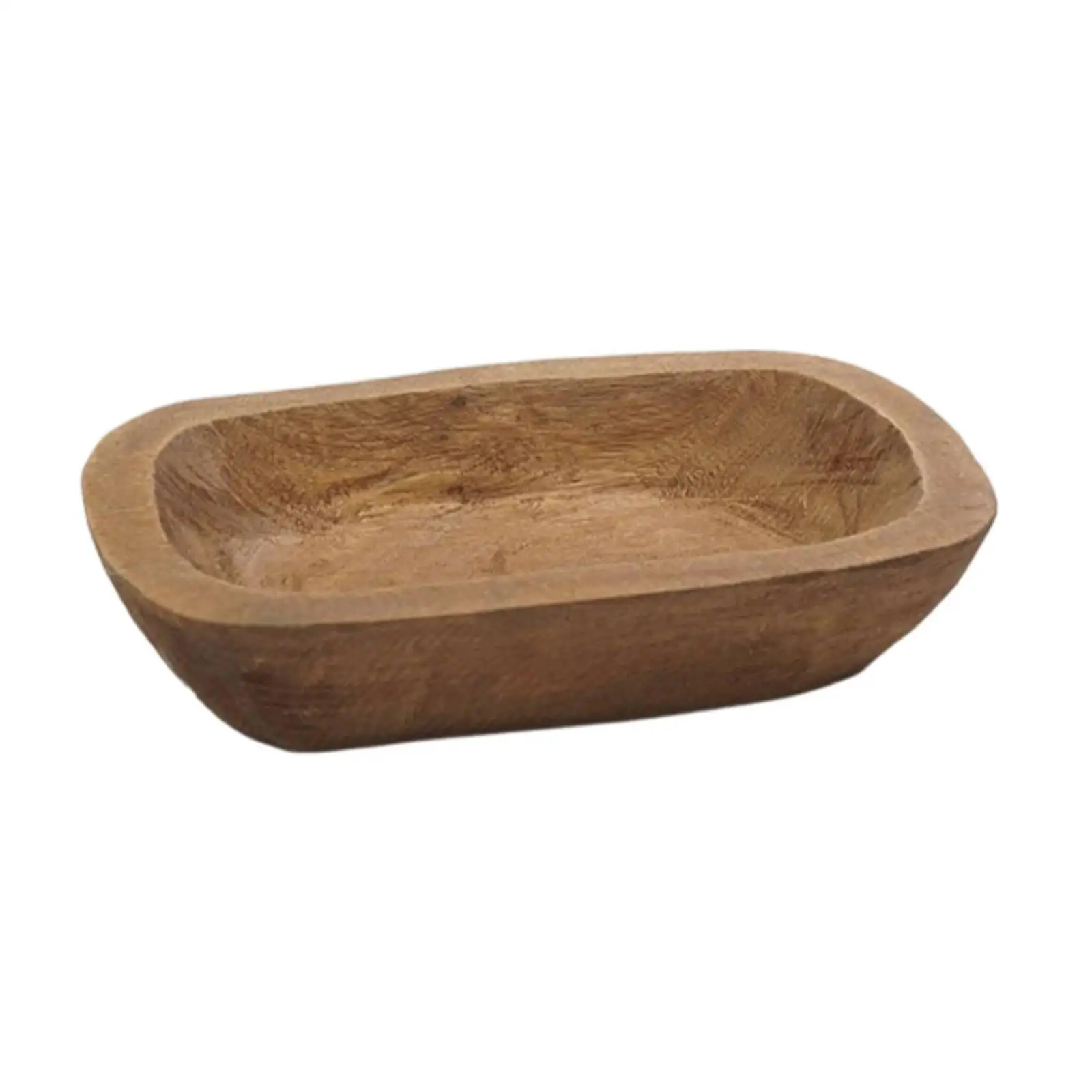 Boat-Shaped Tray Hand-Polished Wooden Tray Raised Sides Serving Platter