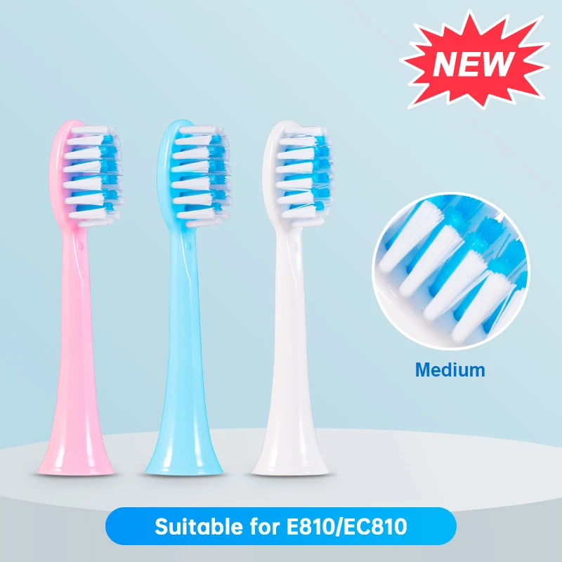 

New Arrival Replacement Brush Heads For E810 EC810 Sonic Electric Toothbrush Soft Bristle Nozzles with Sealed Package