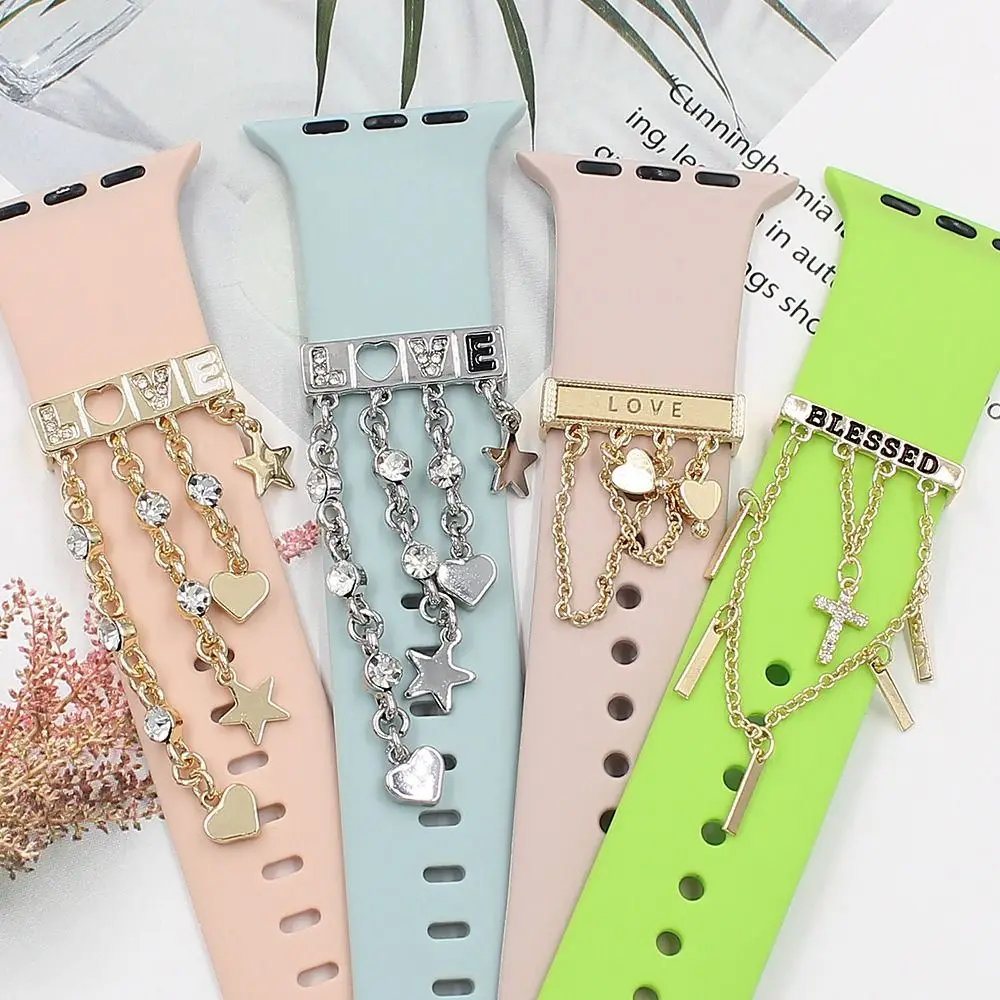 Metal Charms Watch Band Decoration Ring For Apple Diamond Ornament For iwatch Bracelet Silicone Strap Jewelry Accessories