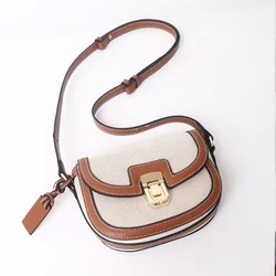 Autumn new ins niche woven contrast one-shoulder diagonal saddle bag retro Joker underarm small bag girl  crossbody bags