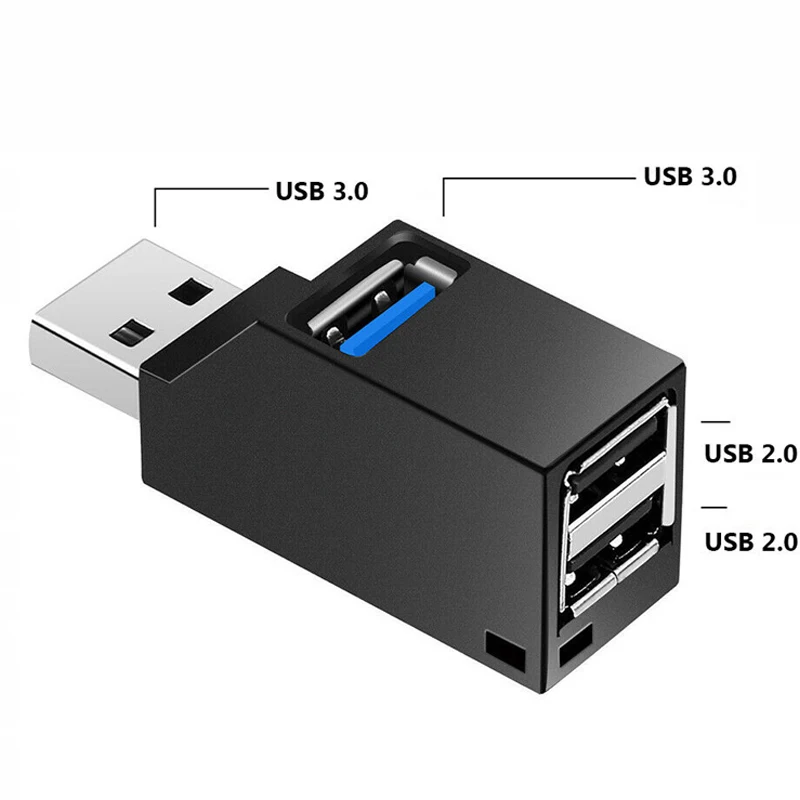 

USB HUB Stander 3.0 Adapter Extender Mini Splitter Box 3 Ports for PC Laptop Macbook Mobile Phone High Speed U Disk Reader