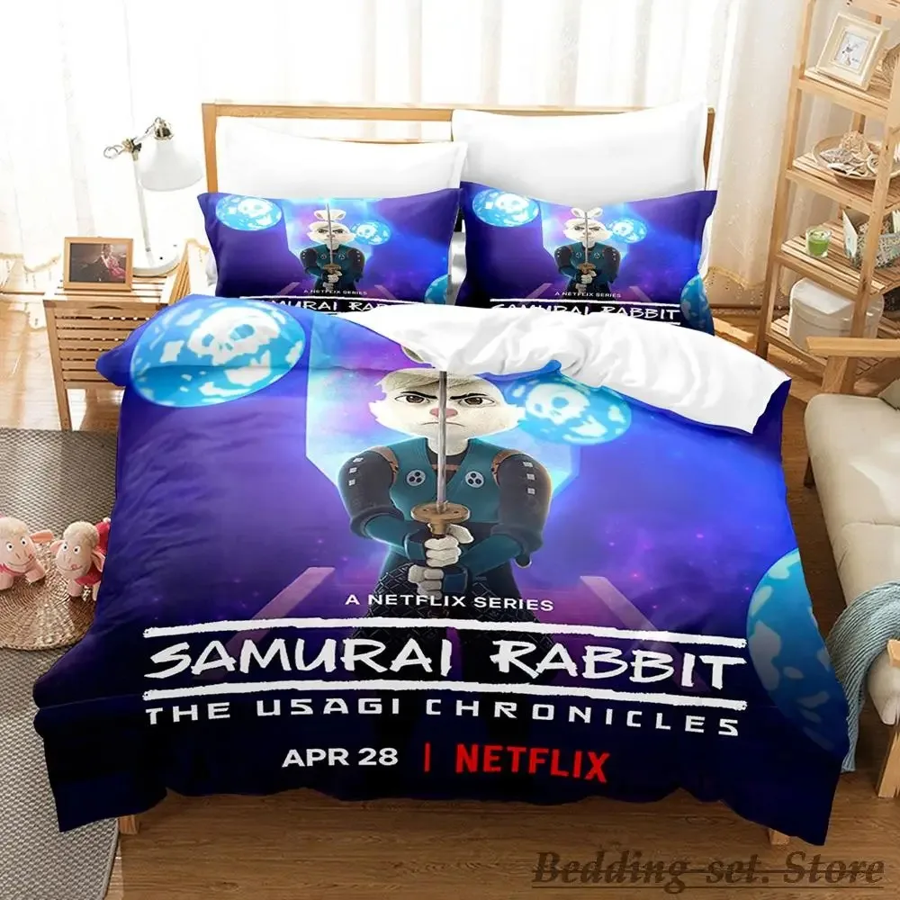 

2023 Samurai Rabbit Bedding Set Single Twin Full Queen King Size Bed Set Adult Kid Bedroom Duvetcover Sets Anime