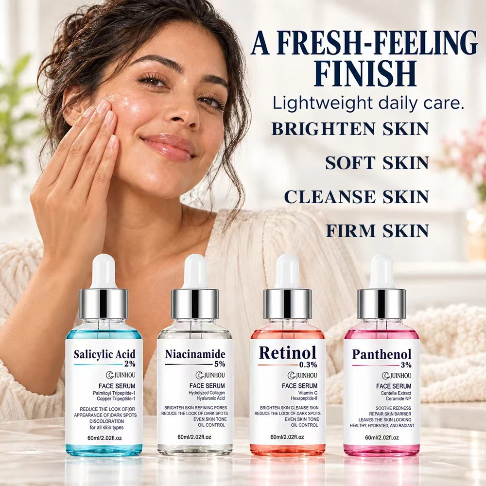 JUINHOU 4Pcs Facial Serum Set Niacinamide Retinol Salicylic Acid Panthenol Improve Skin Texture Refine Pores Hydrating All Skin