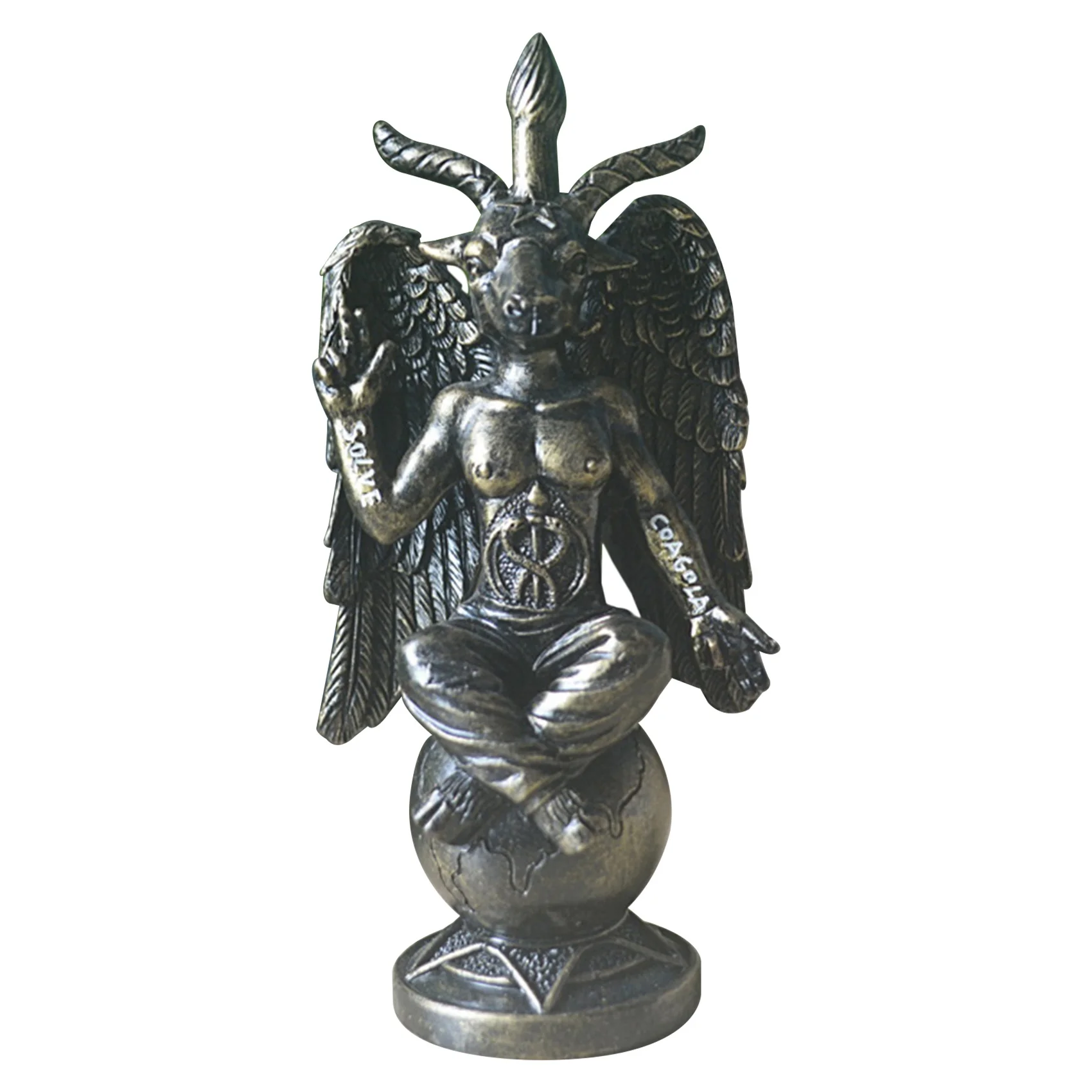 Satanic Idol Baphomet Sculpture Zen Meditation Magic Wing Goat Statue Resin Crafts Religious Ornaments Home Decoration A