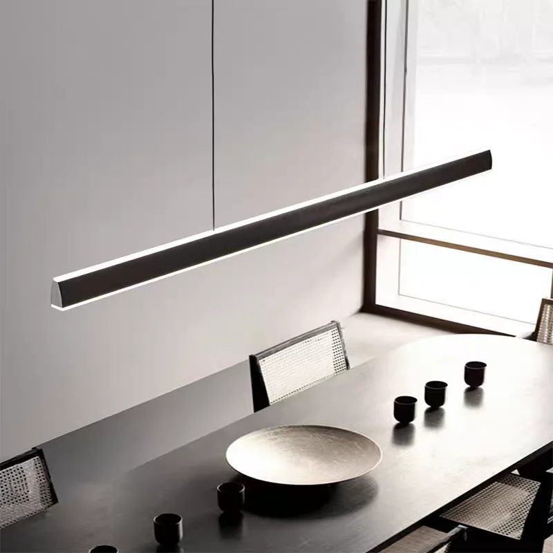 

Modern long chandelier.LED one-word dining hanging.Simple design.Suitable for dining room, living room.Indoor lighting