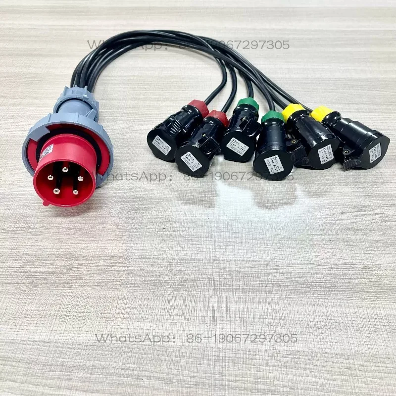 63A one-to-six, loose tail power cord, pigtail cable, quick adapter cable, large light screen power cord