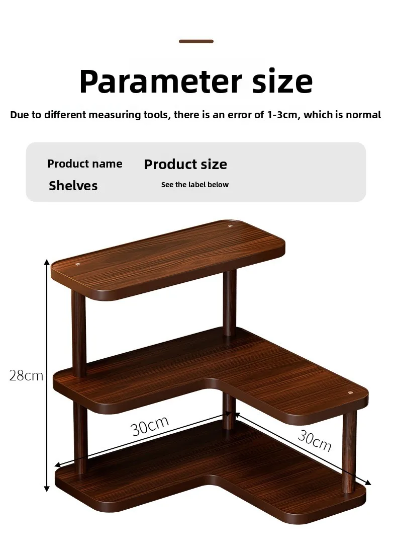 Premium Bamboo Corner Desktop Multi-Layer Storage Shelf - Corner Organizer — detail 11