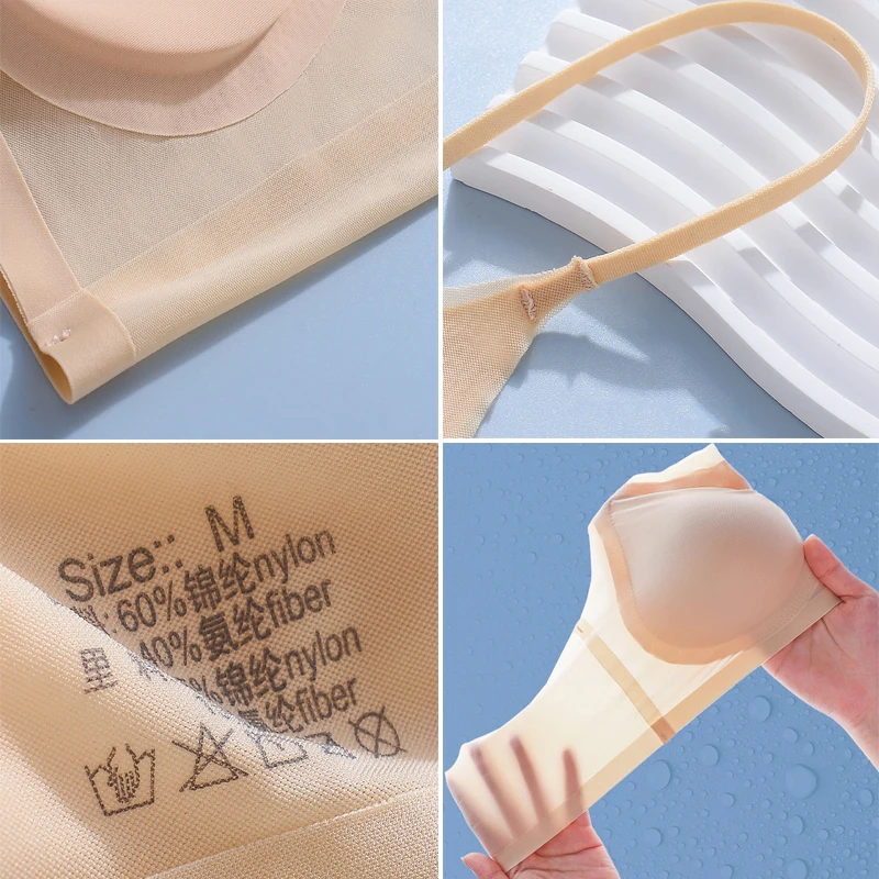 Ultra-thin Ice Silk Seamless Underwear Women Thin Section Breathable Sling Beautiful Back Vest Big Chest Small Sleep Padded Bra
