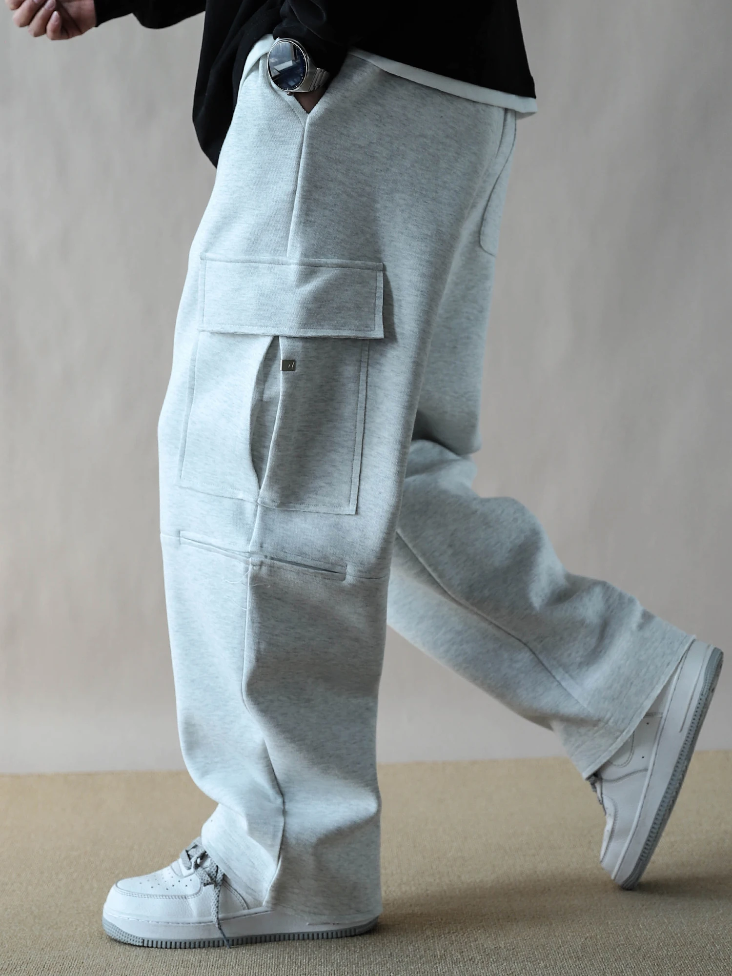 

Мужские повседневные рабочие брюки из плотной ткани, свободного прямого кроя, длинные, с множеством карманов, для весны и осени, спортивный тренд