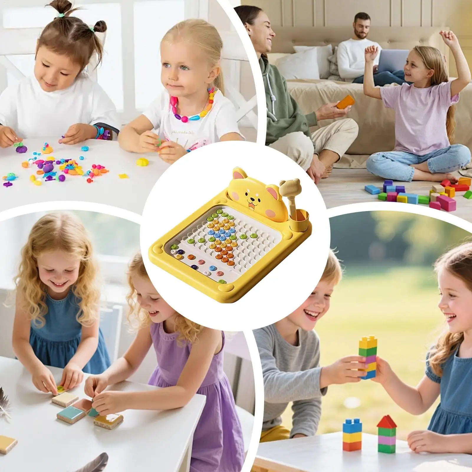 Kids Magnetic Beads Doodle Board with Puzzle Pen Drawing Toys for Children 2-6 yearsMontessori Game Education Gift