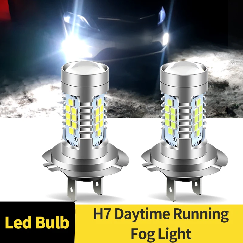 2PCS H7 LED Headlight Bulbs 30SMD 6000K Super Bright White Lights Car Fog Lights Auto DRL 12V Daytime Running Lamp Replacement