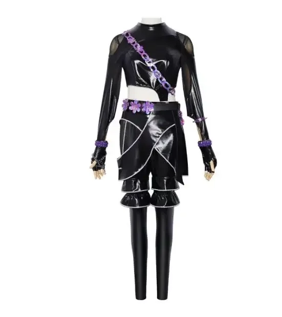 Disfraz de Halloween KPop Mira, peluca, abrigo negro, traje para cantar, disfraz de promoción de canciones, Halloween para mujer