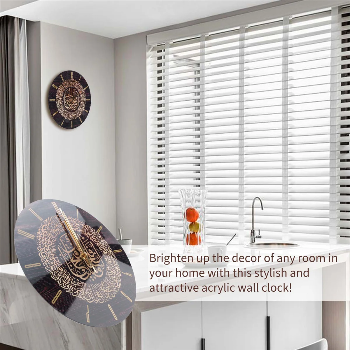 الاكريليك ساعة حائط إسلامية 30 سنتيمتر مسلم المنزل ديكو ساعة حائط الخط الجدار الديكور الفن ساعة حائط داخلية (الذهبي)-AA80