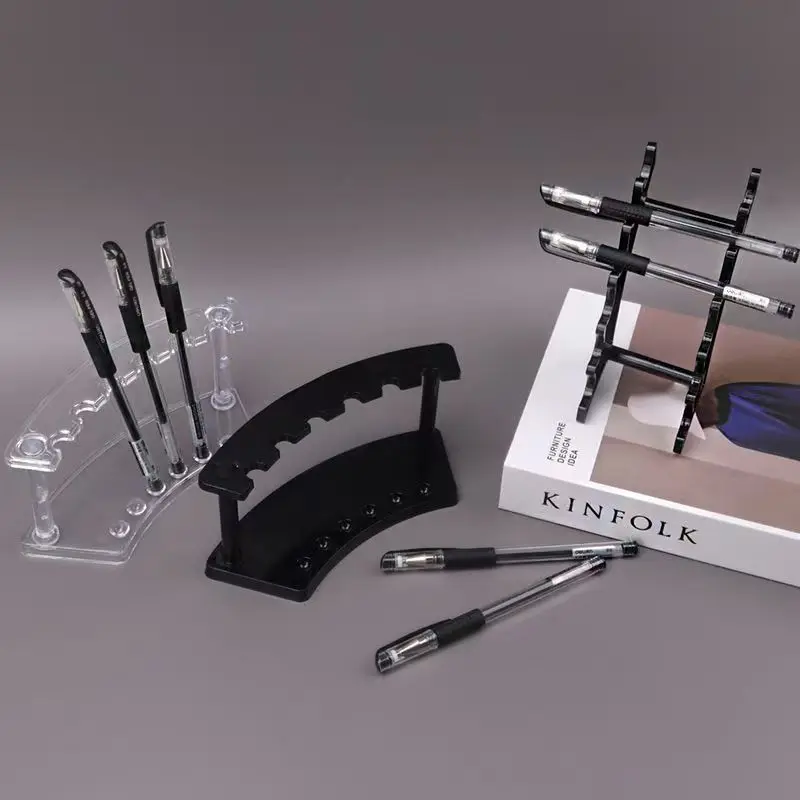 

Plastic Transparent 6 Slot Pencil Pen Spoon Jewelry Display Holder Stand Rack Pen Holders Desk Accessories