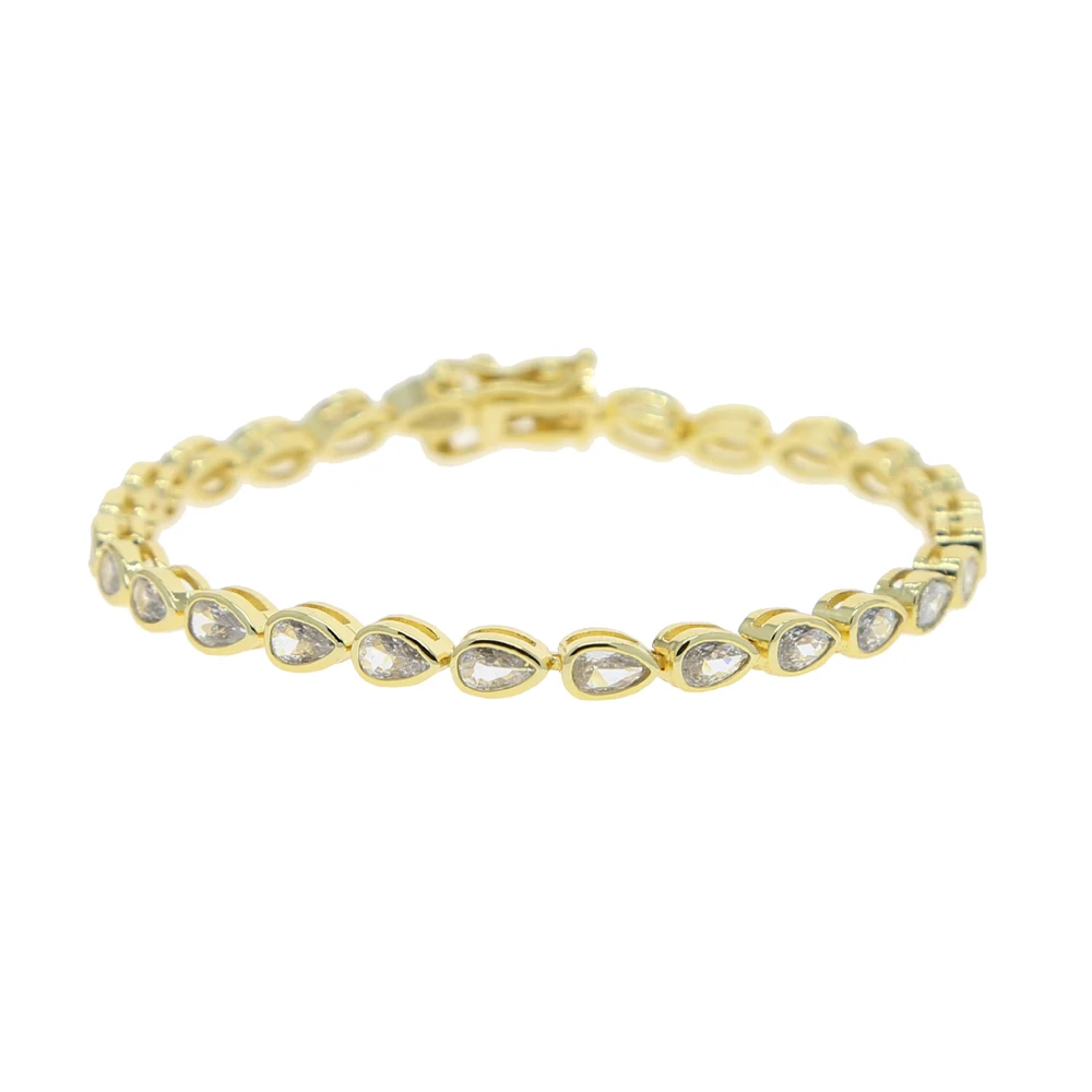 Verschiedene geformte geometrische Lünette Zirkonia 5A CZ Tenniskette Armband klassische Mode Damen Schmuck