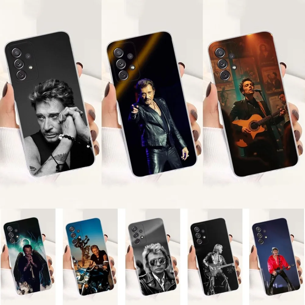 Singer J-Johnny H-Hallyday Phone Case For Samsung S30,S23,S21,S22,S20,Ultra,FE,Lite, S10,S9,S8,PIus,Transparent, Silicone Case