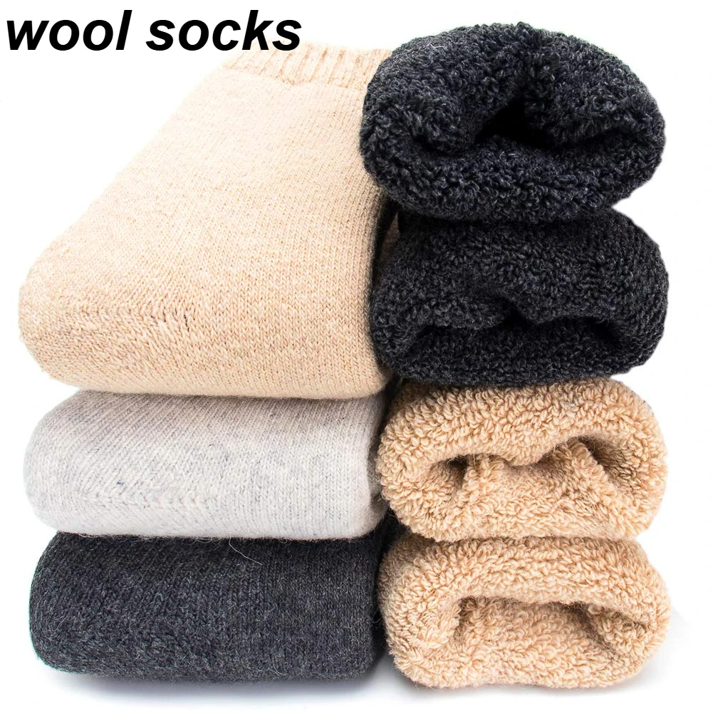 

1 Pair Thick Wool Socks Thermal Warm Winter for Women Super Thicker Solid Socks Merino Wool Socks Against Cold Snow Terry