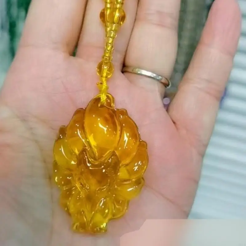 Nine-Tailed Foxes Sweater Chain Foxes Queen Long Necklace Beads Necklace Glass Material Suitable for Fashionable Outfits