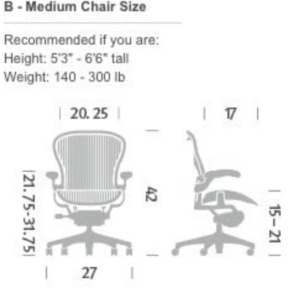 เก้าอี้ aeron คลาสสิก-อลูมิเนียมขนาด B