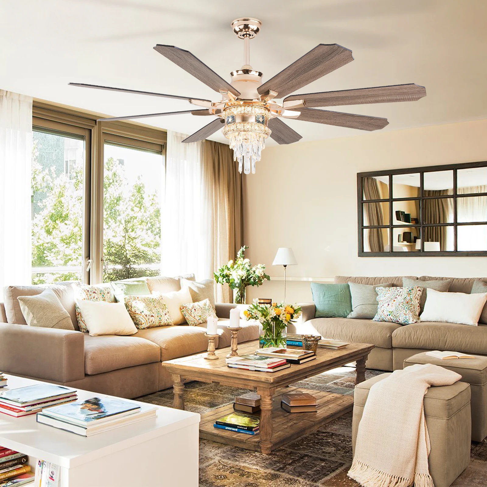 Modern Ceiling Fan Light LED Luxury Remote Control With 6-Speed Wind Speed Reversible Motor Suitable For Indoor And Outdoor Use