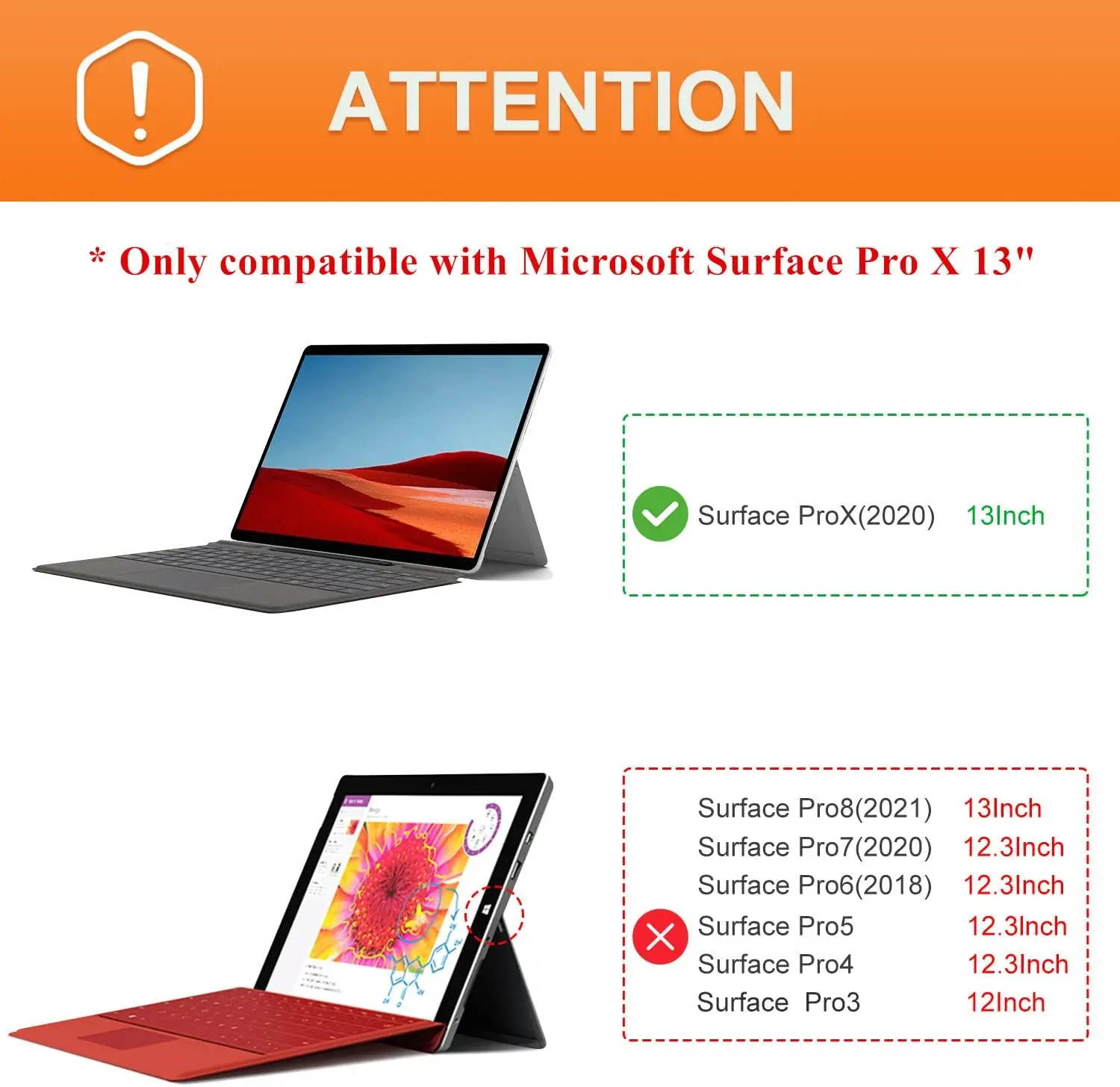 เคส Surface Pro X พร้อมที่ใส่สไตลัสฝาครอบป้องกันมุมมองหลายมุม Folio Case สําหรับ Microsoft Surface Pro X 13"