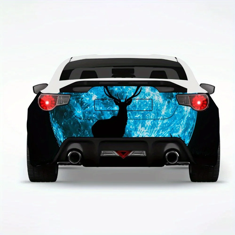 

Deer Silhouette by Moon,Vinyl Decal for Car Rear, Waterproof Self-Adhesive Vinyl Stickers for Vehicle Tail and Bumper, Decoratio