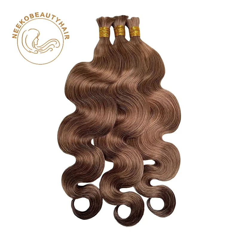 الجسم موجة السائبة الشعر البشري الشوكولاته اللون البني لا لحمة 100 جرام/الحزمة مزيج تسليط الضوء على براون بوهو الضفائر شعر الإنسان تجديل الشعر