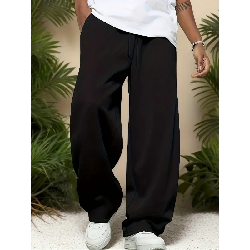 

Men Versatile Solid Color Drawstring Loose Casual Sports Long Pants, Suitable for Outdoor and Home Leisure in Spring and Autumn