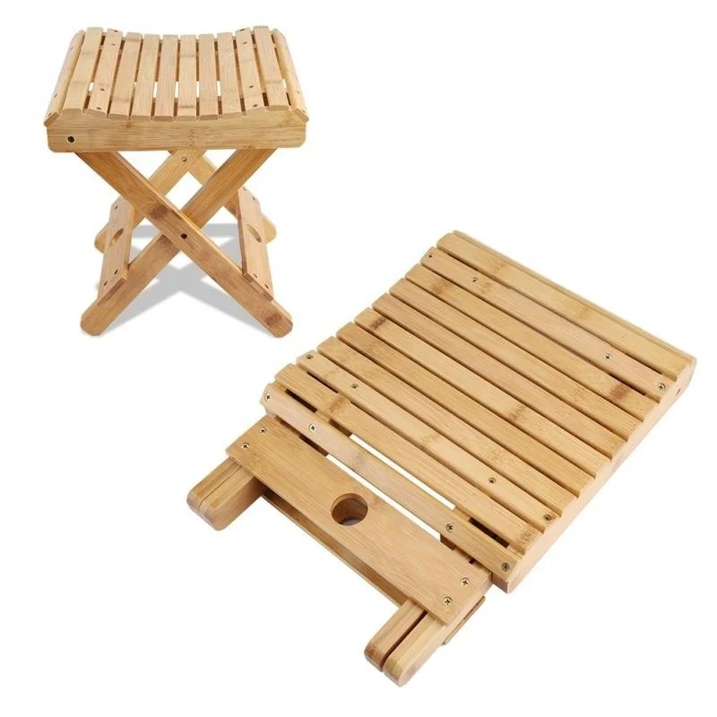 2022 fashion Multi-function Collapsible Wooden Bamboo Stool Sutiable For Shower